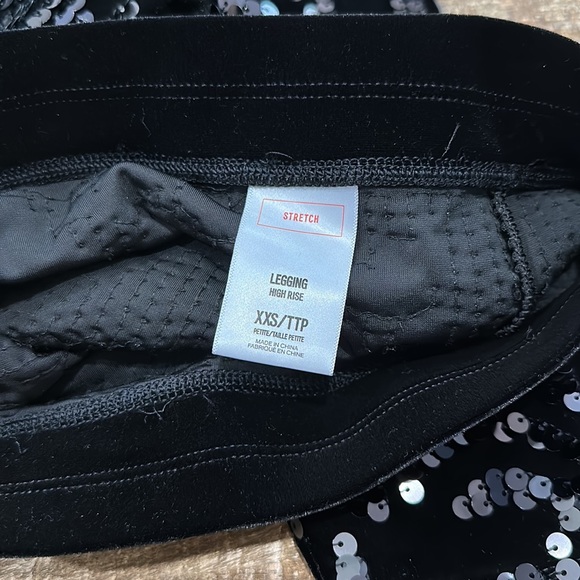 Express High Waisted Black Sequin Leggings XXS - Picture 4 of 5